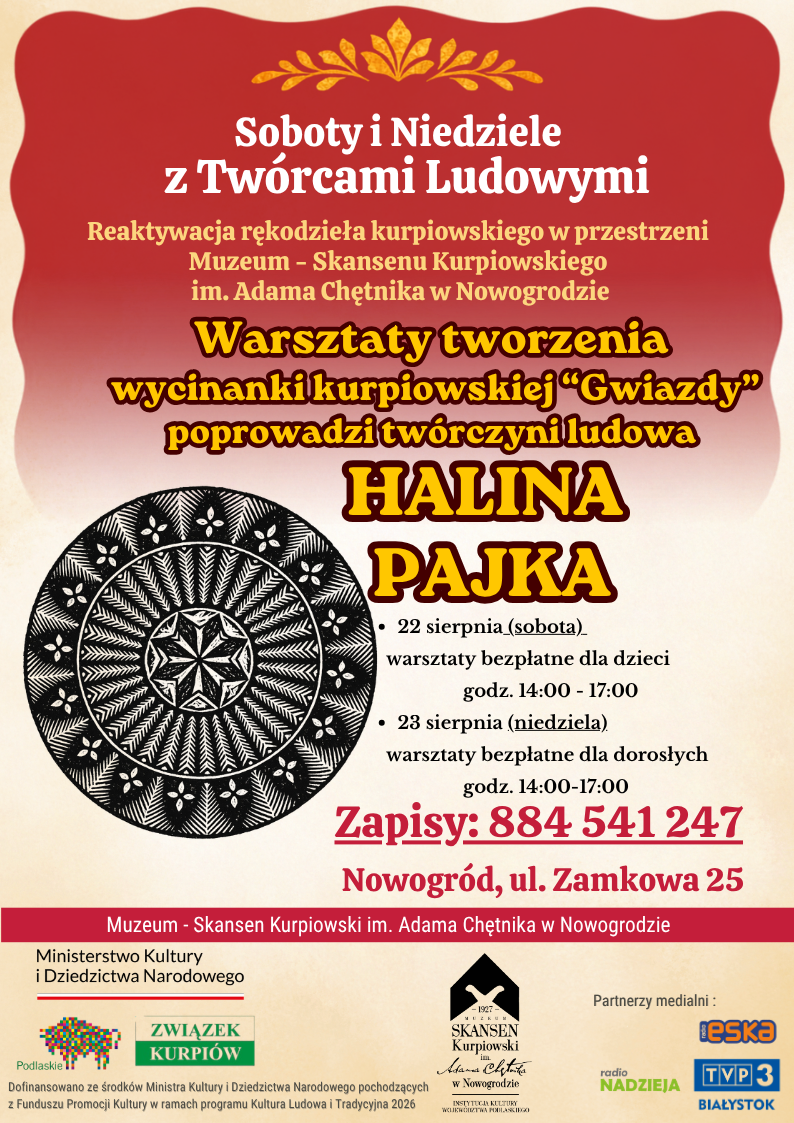 Warsztaty wycinanki kurpiowskiej w Skansenie Kurpiowskim w Nowogrodzie
